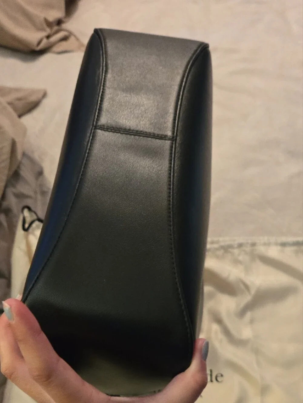 kate spade Black Leather Shoulder Tote with Gold Logo